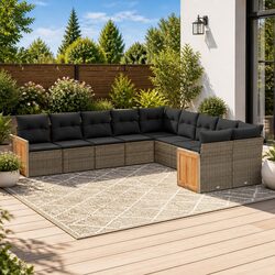 Durable Garden Sofa Set 10 Piece Outdoor Furniture Grey