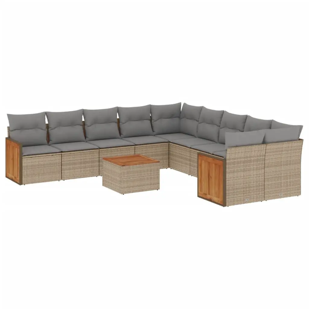 Beige Modular Garden Sofa Set 11 Piece Outdoor Furniture