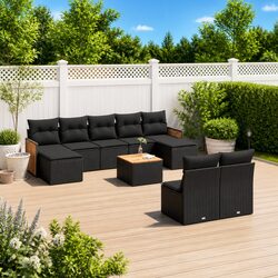 High-Quality 10 Piece Outdoor Garden Sofa Set in Black