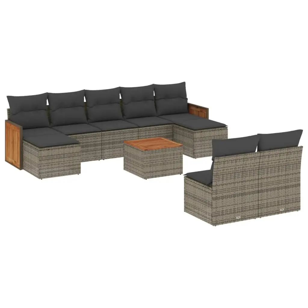 Garden Sofa Set Poly Rattan 10 Piece Outdoor Furniture Grey Patio Seating