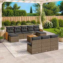 11-Piece Modular Outdoor Furniture Garden Sofa Set - Grey