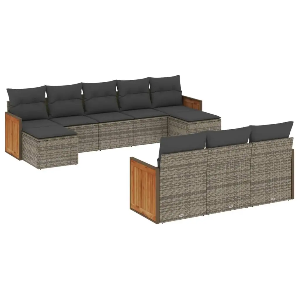 Garden Sofa Set PE Rattan 10 Piece Modular Outdoor Furniture Grey