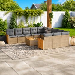 Beige 12 Piece Modular Garden Sofa Set with Storage