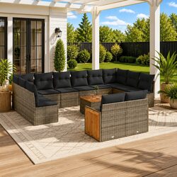 Premium 13 Piece Grey Modular Rattan Garden Sofa Set