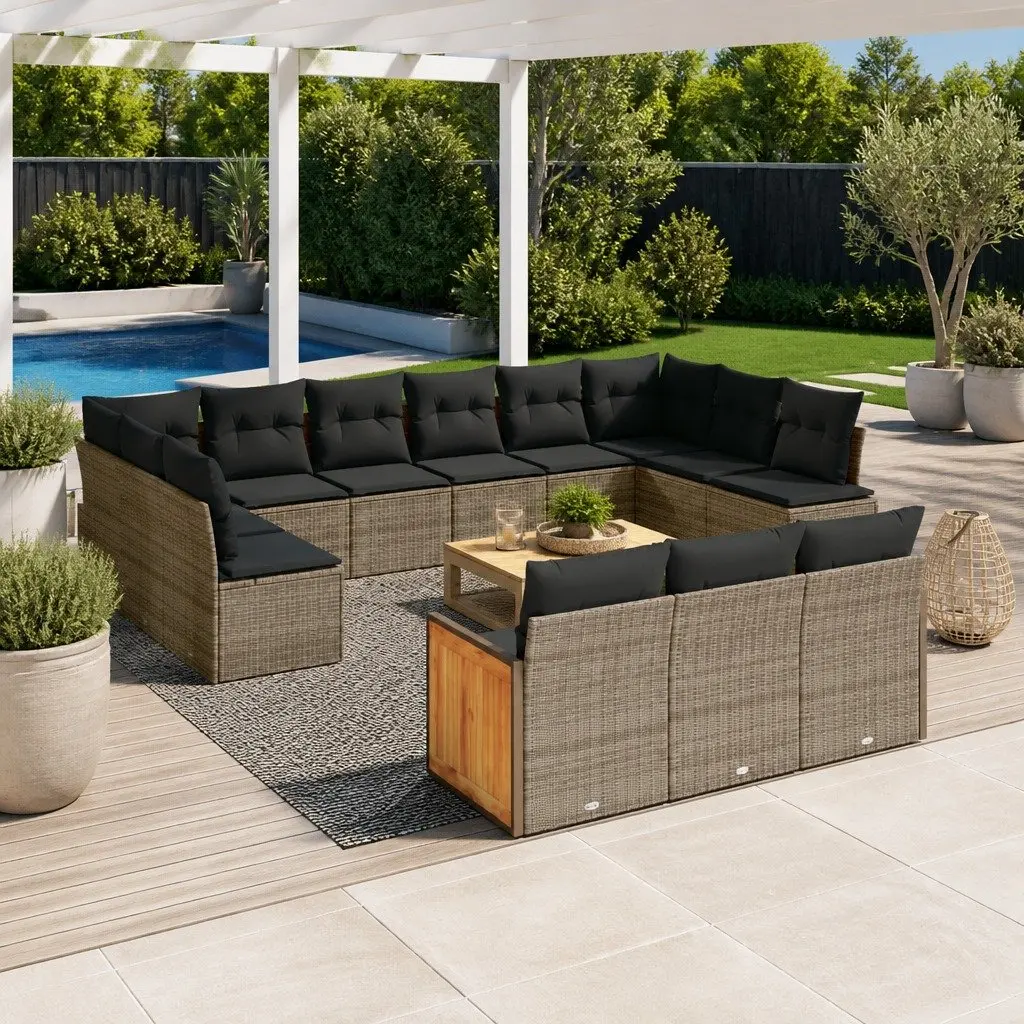 Grey 13-Piece Modular Outdoor Sofa Set