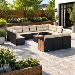 Durable 14 Piece Outdoor Garden Sofa Set in Black