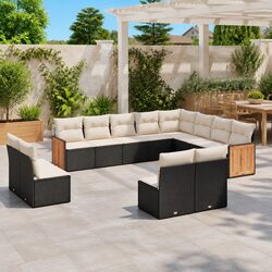 Black 12 Piece Outdoor Poly Rattan Garden Sofa Set