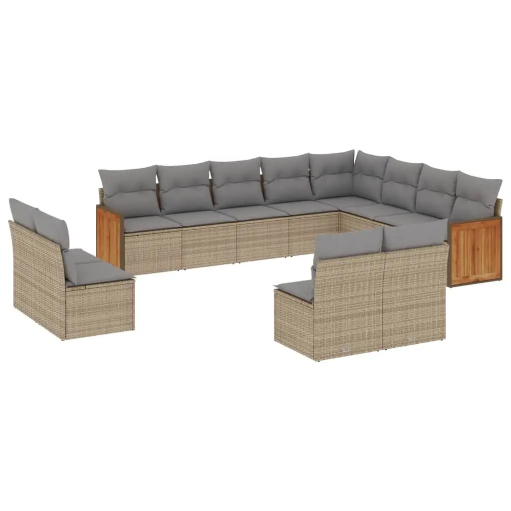 Beige Modular 12 Piece Garden Sofa Set for Patio