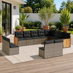Premium 12 Piece Grey Modular Garden Sofa Set
