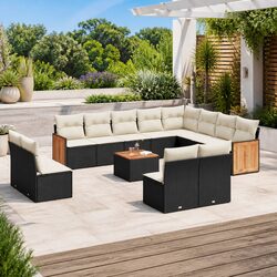 Durable 13 Piece Modular Garden Sofa Set in Black