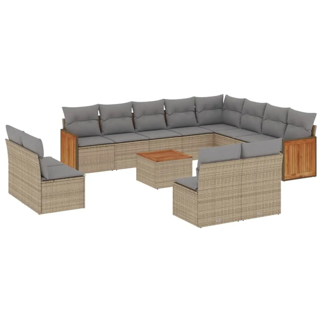 Garden Sofa Set PE Rattan 13 Piece Modular Outdoor Furniture Beige