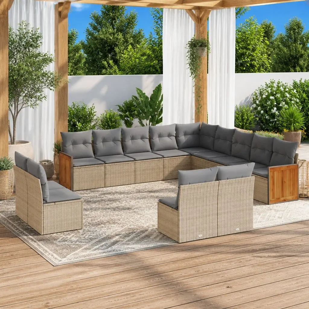 13 Piece Modular Garden Sofa Set in Beige