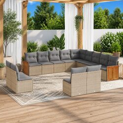 High-Quality 13 Piece Modular Garden Sofa Set in Beige