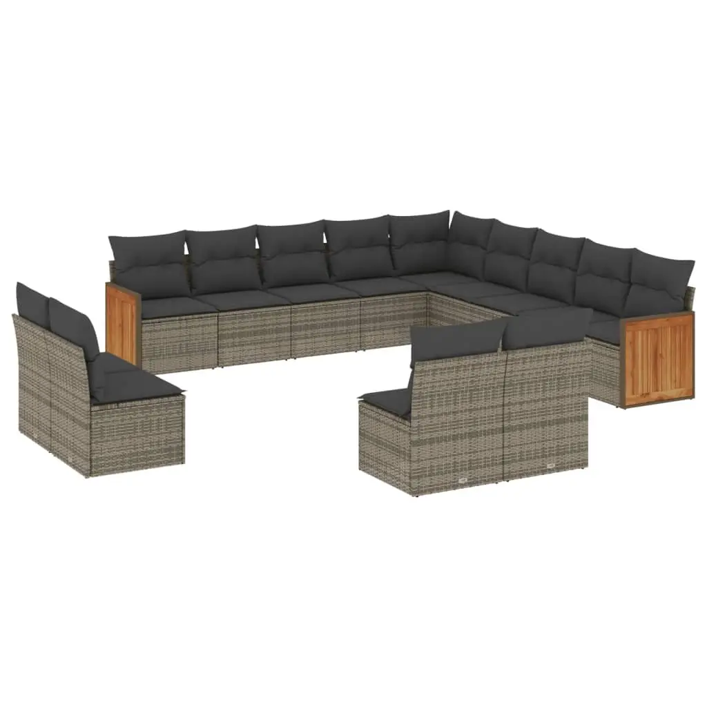Garden Sofa Set PE Rattan 13 Piece Modular Outdoor Furniture Grey