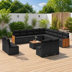 Exceptional 14 Piece Modular Garden Sofa Set in Black