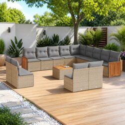 14-Piece Modular Garden Sofa Set in Beige