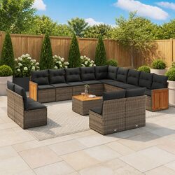 14-Piece Modular Outdoor Garden Sofa Set in Grey