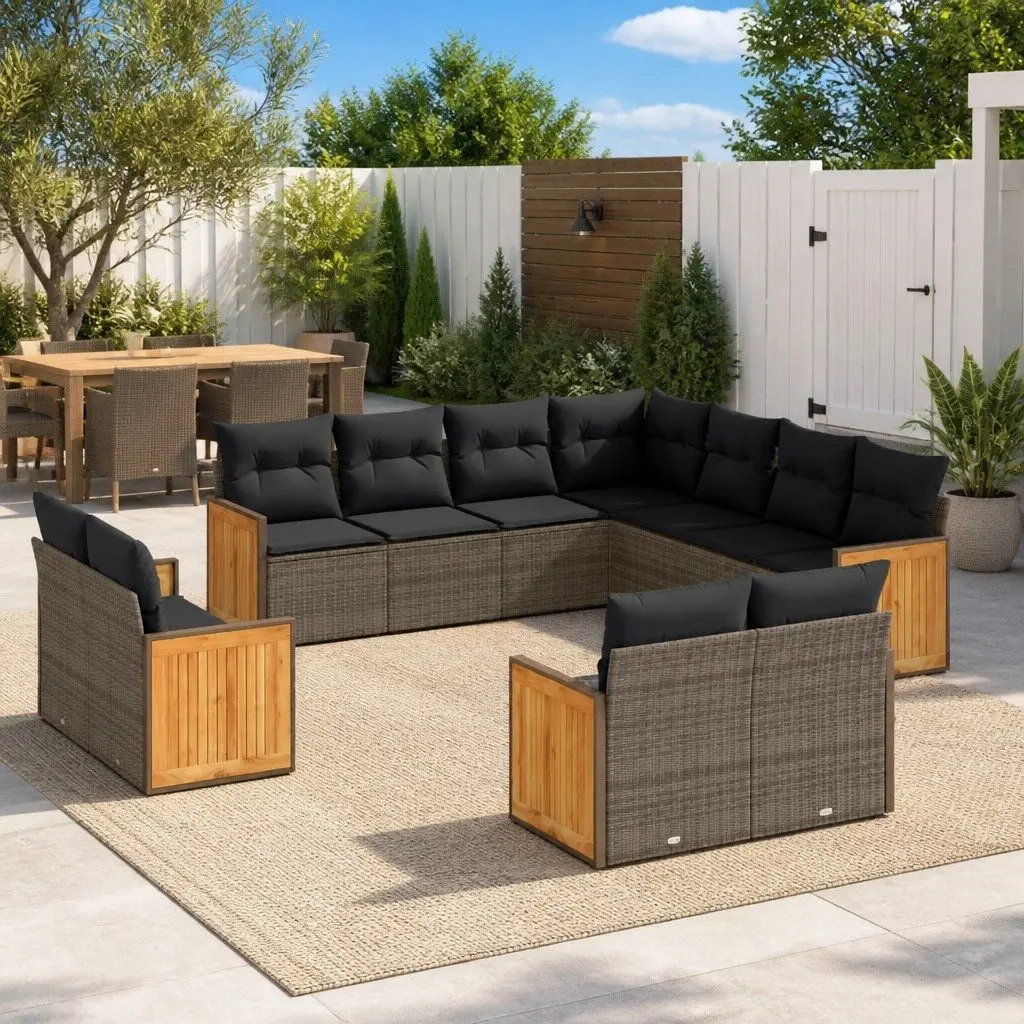 11 Piece Outdoor Garden Sofa Set in Grey