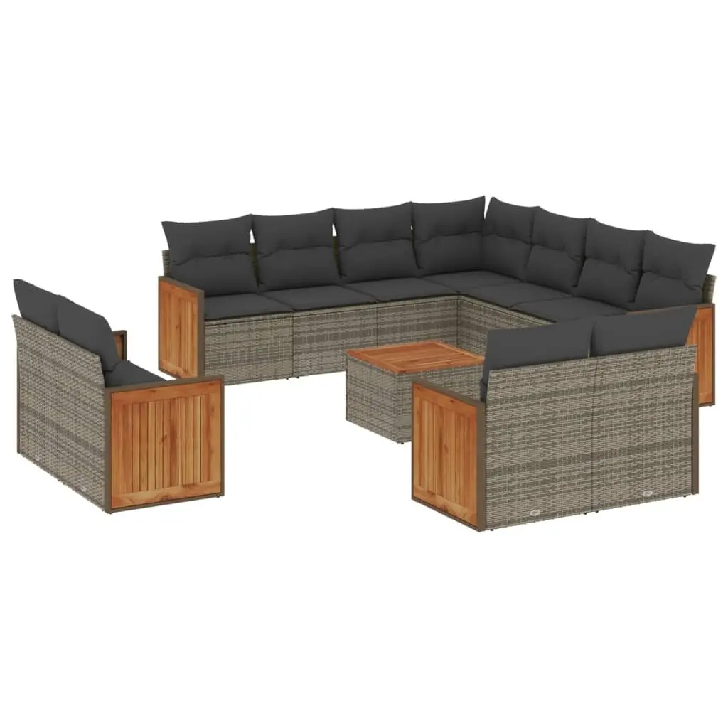 Garden Sofa Set PE Rattan 12 Piece Outdoor Furniture Grey Modular with Storage