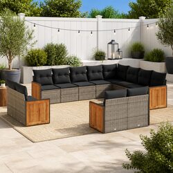 Durable 12-Piece Grey Modular Rattan Garden Sofa Set
