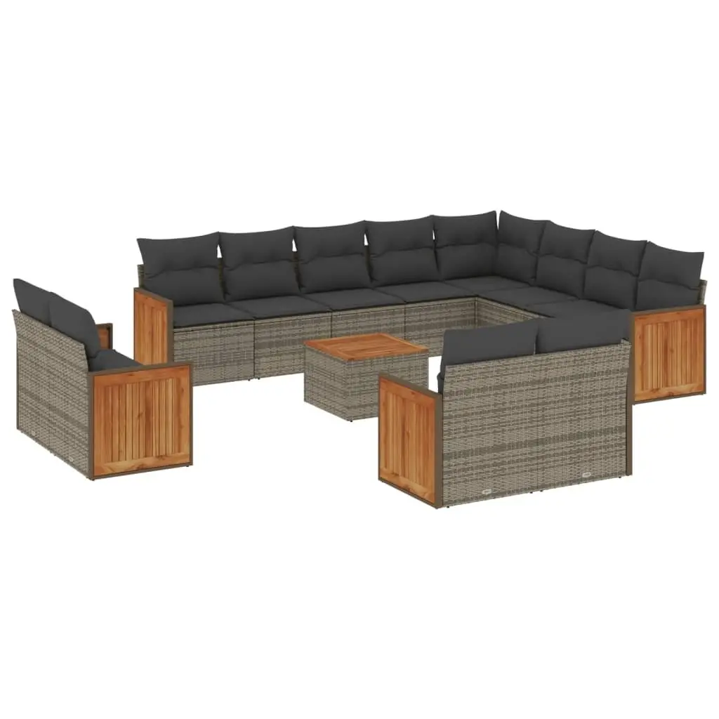 Grey Poly Rattan 13-Piece Garden Sofa Set