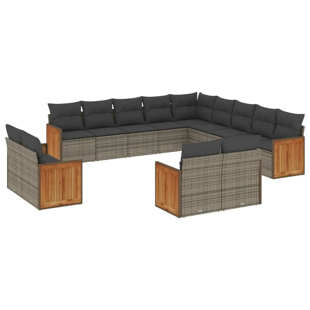 13-Piece Garden Sofa Set in Grey Poly Rattan