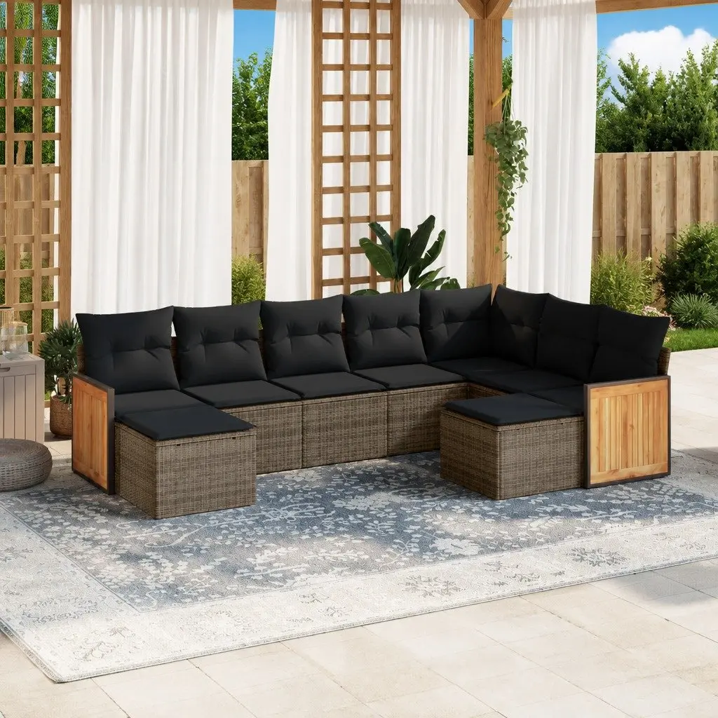 Modular Grey Rattan 9 Piece Garden Sofa Set for Outdoor Use