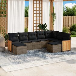 Modular Grey Rattan 9 Piece Garden Sofa Set for Outdoor Use