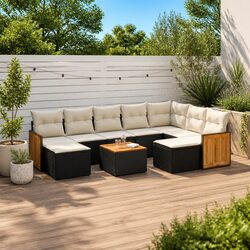 Modular 10 Piece Outdoor Garden Sofa Set in Black