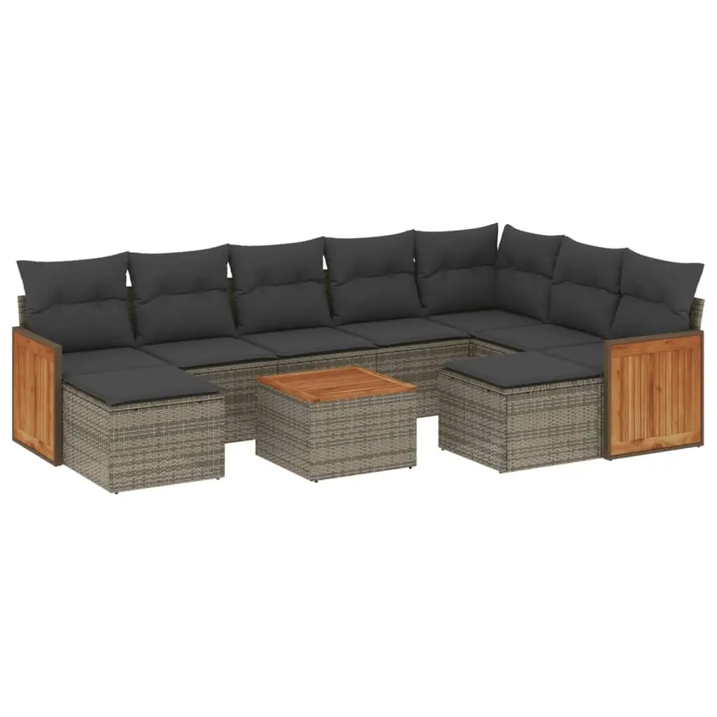 Garden Sofa Set PE Rattan 10 Piece Modular Outdoor Furniture Grey
