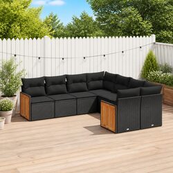 Durable 8 Piece Modular Garden Sofa Set in Black