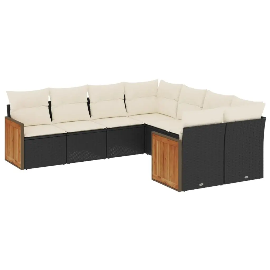 Garden Sofa Set PE Rattan 8 Piece Modular Outdoor Furniture Black