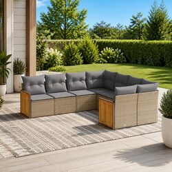 8 Piece Modular Garden Sofa Set with Storage in Beige