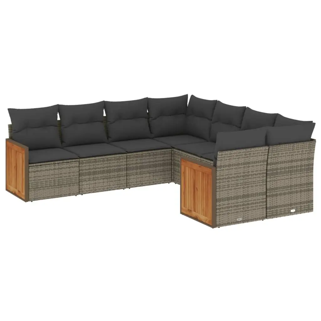 Garden Sofa Set PE Rattan 8 Piece Modular Outdoor Furniture Lounge Grey