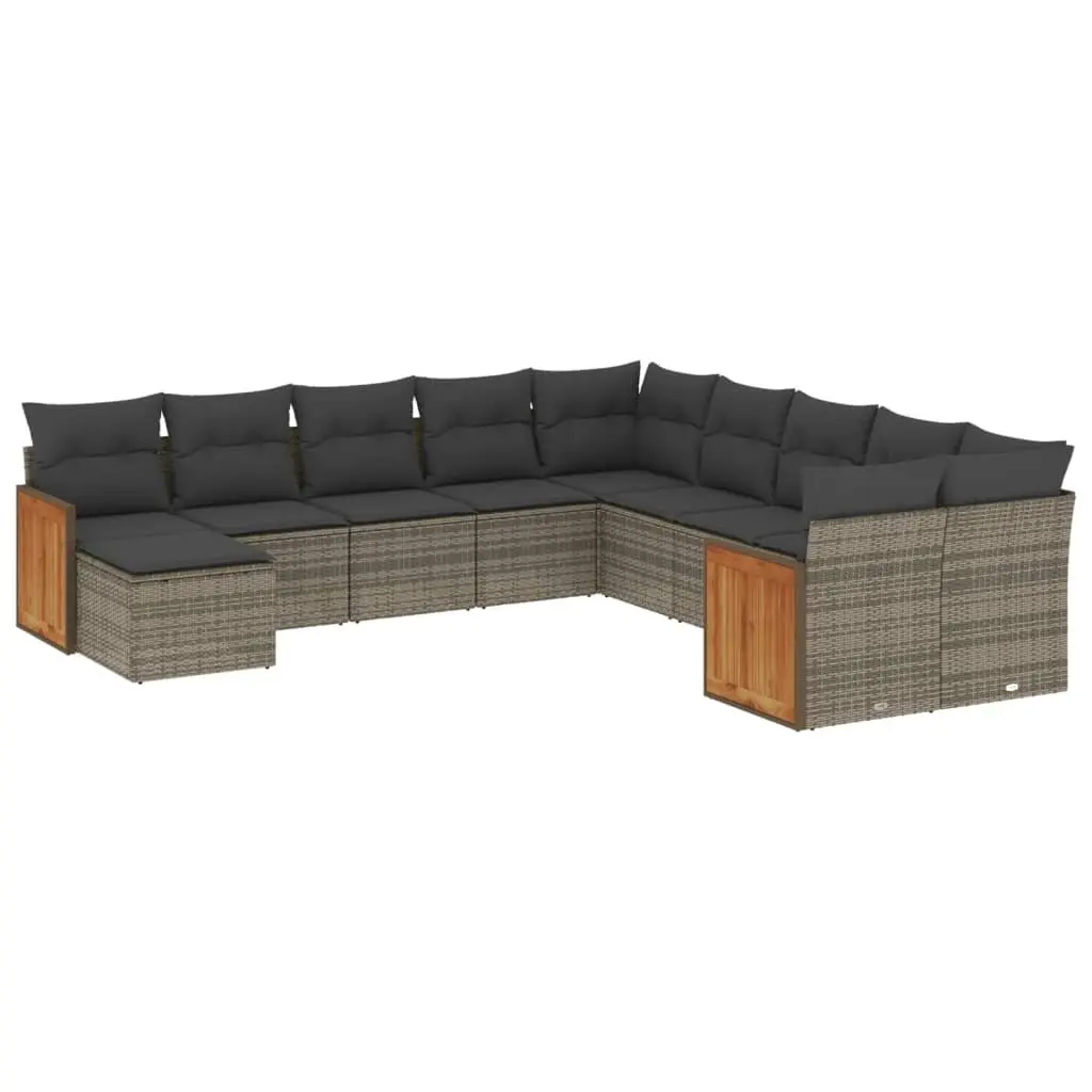 Grey Poly Rattan 11-Piece Garden Sofa Set