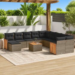 Durable 12 Piece Grey Modular Garden Sofa Set