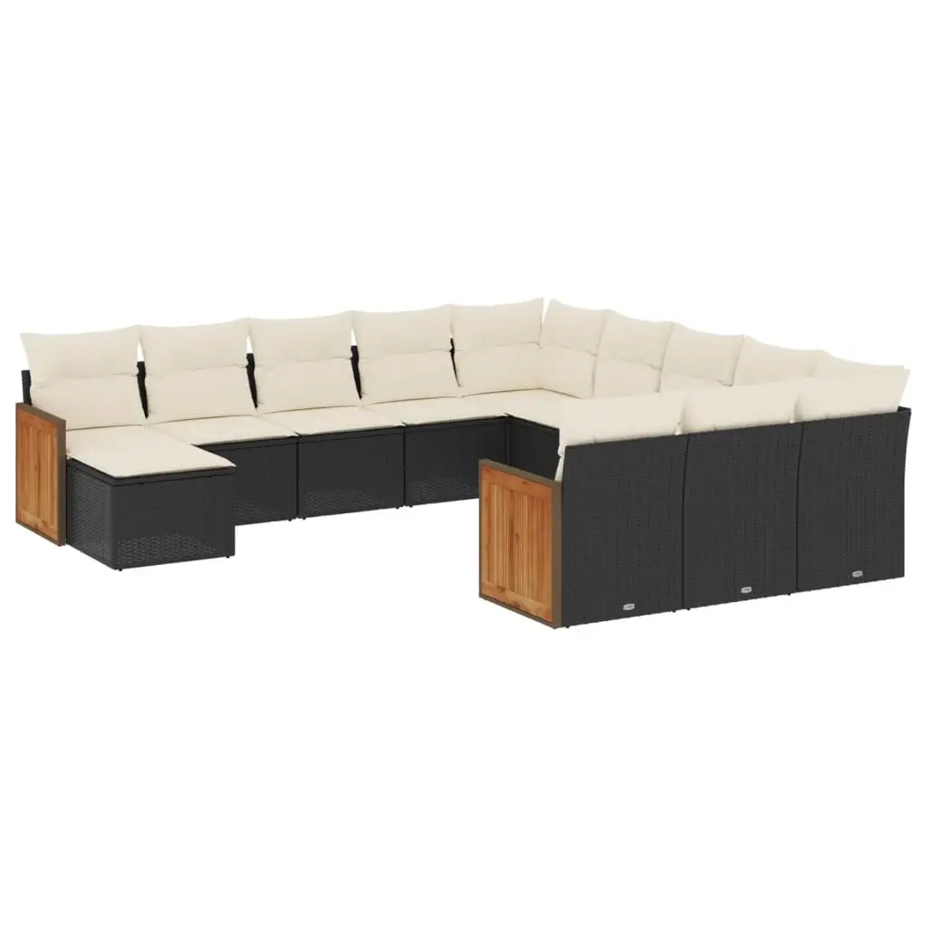 12 Piece Black Poly Rattan Garden Sofa Set