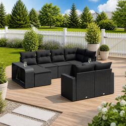 Premium 10 Piece Outdoor Sectional Sofa Set in Black