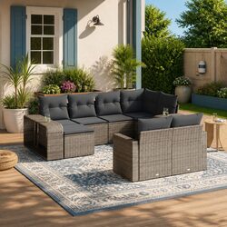 High-Quality 10-Piece Outdoor Sectional Sofa Set in Grey