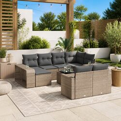 Durable 11-Piece Outdoor Sectional Sofa Set in Grey