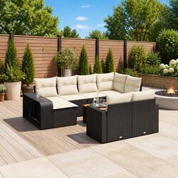 Premium 11-Piece Black Poly Rattan Outdoor Sofa Set