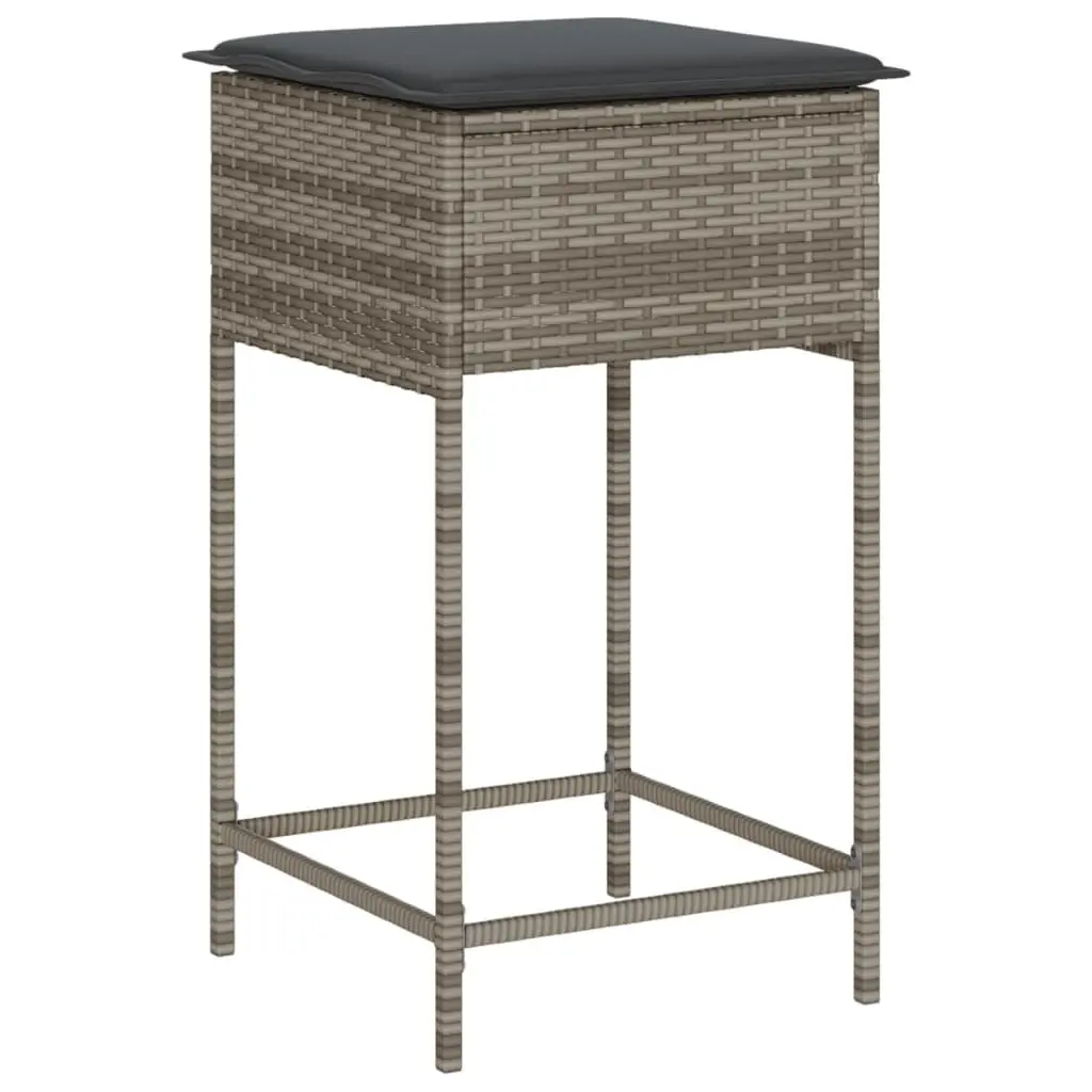 3-Piece Garden Bar Set with Cushions in Grey