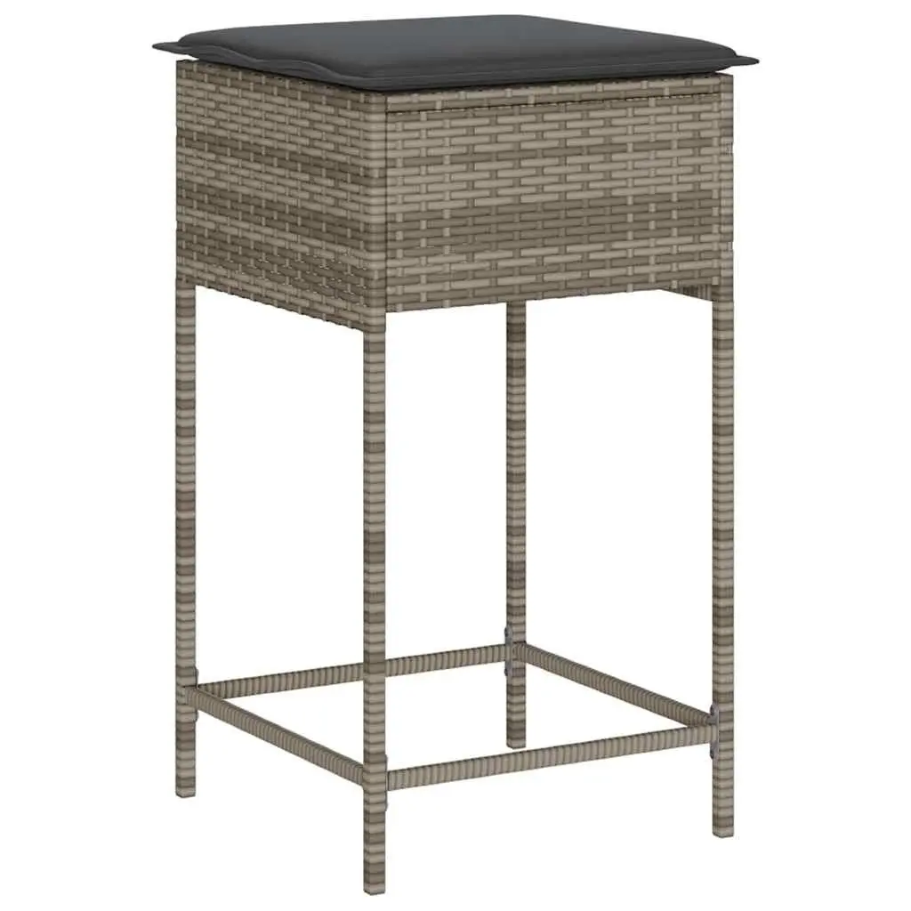5-Piece Garden Bar Set with Cushions in Grey