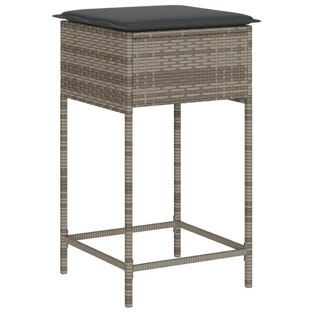 5-Piece Grey Poly Rattan Garden Bar Set