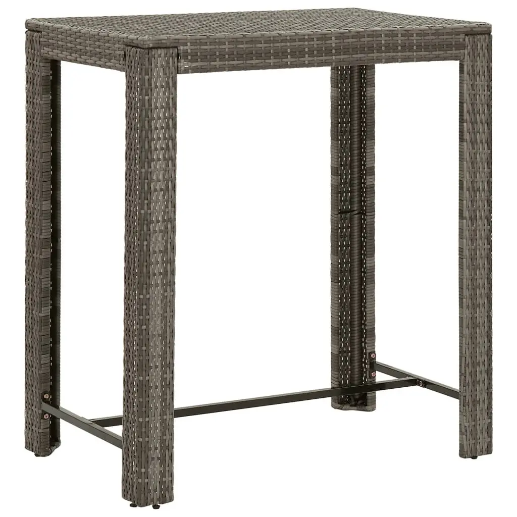 5-Piece Grey Poly Rattan Garden Bar Set