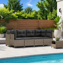 Sturdy 5 Piece Garden Sofa Set with Cushions Grey