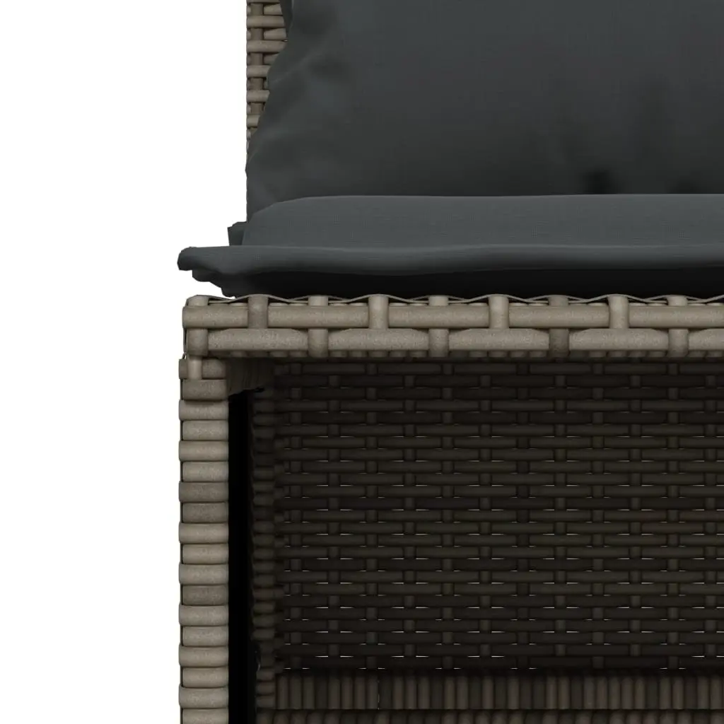 5 Piece Garden Sofa Set PE Rattan Grey with Retractable Canopy