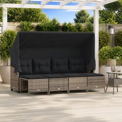 Durable 5 Piece Grey Garden Sofa Set with Canopy