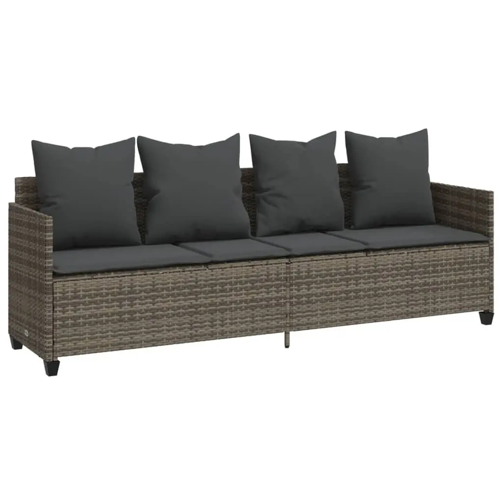 5 Piece Grey Rattan Garden Sofa Set with Cushions