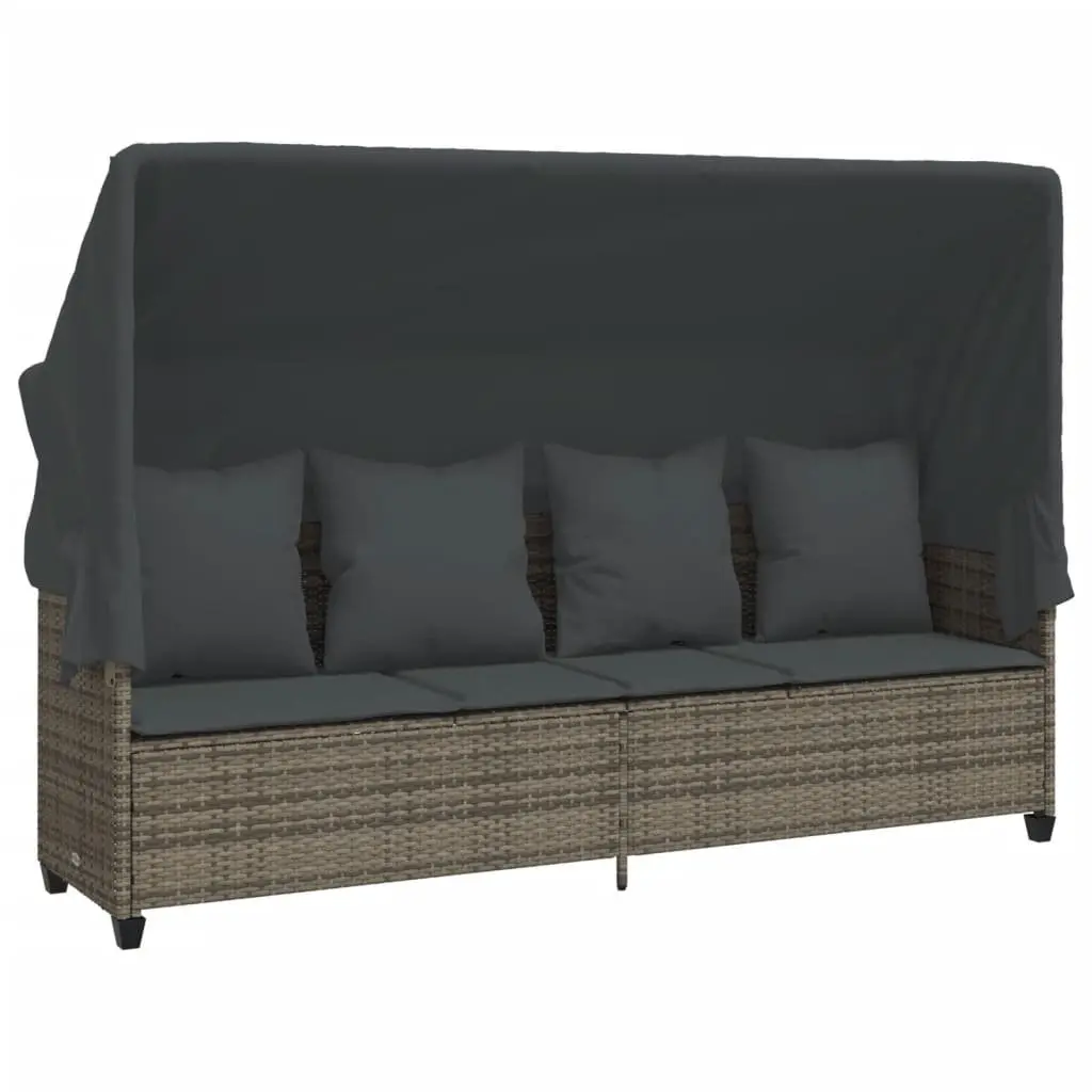5 Piece Garden Sofa Set PE Rattan Grey Adjustable Backrest